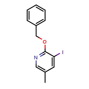 Chemical structure of 2-(benzyloxy)-3-iodo-5-methylpyridine , CAS 2918882-22-9, AChemBlock AD295947