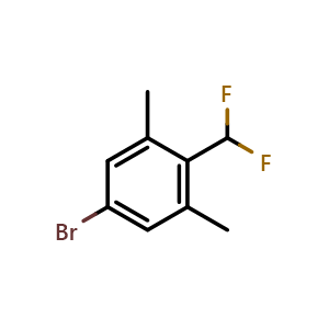 Chemical structure of 5-bromo-2-(difluoromethyl)-1,3-dimethylbenzene , CAS 2168549-27-5, AChemBlock AD295949