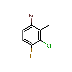 Chemical structure of 1-bromo-3-chloro-4-fluoro-2-methylbenzene , CAS 1785149-62-3, AChemBlock AD295952