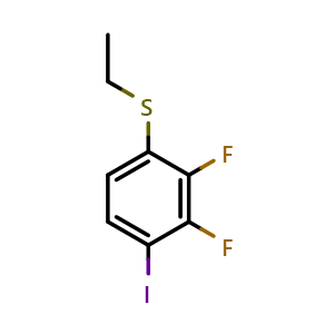 Chemical structure of (2,3-difluoro-4-iodophenyl)(ethyl)sulfane , CAS 2918852-48-7, AChemBlock AD295958