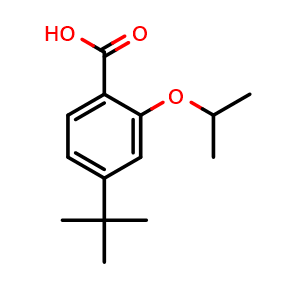 Chemical structure of 4-(tert-butyl)-2-isopropoxybenzoic acid , CAS 1369829-94-6, AChemBlock AD295967