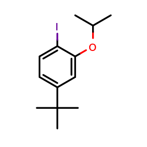 Chemical structure of 4-(tert-butyl)-1-iodo-2-isopropoxybenzene , CAS 1369844-56-3, AChemBlock AD295968