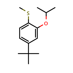 Chemical structure of (4-(tert-butyl)-2-isopropoxyphenyl)(methyl)sulfane , CAS 2969341-29-3, AChemBlock AD295969