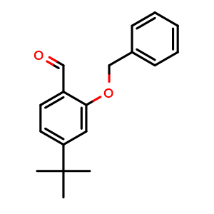 Chemical structure of 2-(benzyloxy)-4-(tert-butyl)benzaldehyde , CAS 2058889-27-1, AChemBlock AD295971