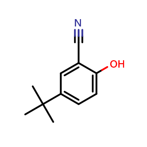 Chemical structure of 5-(tert-butyl)-2-hydroxybenzonitrile , CAS 1041845-83-3, AChemBlock AD295974