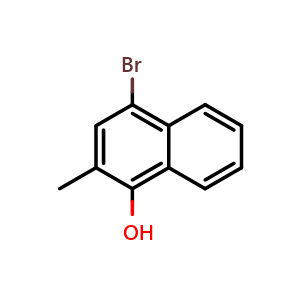 Chemical structure of 4-bromo-2-methylnaphthalen-1-ol , CAS 861353-63-1, AChemBlock AD295980