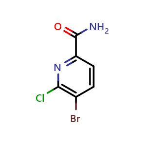 Chemical structure of 5-bromo-6-chloropicolinamide , CAS 1805577-13-2, AChemBlock AD295982