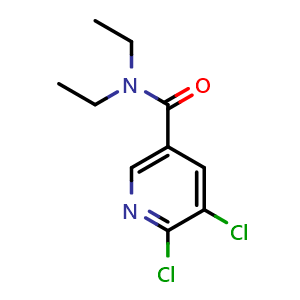 Chemical structure of 5,6-dichloro-N,N-diethylnicotinamide , CAS 859069-64-0, AChemBlock AD295985