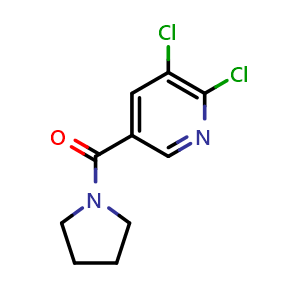 Chemical structure of (5,6-dichloropyridin-3-yl)(pyrrolidin-1-yl)methanone , CAS 749898-77-9, AChemBlock AD295988