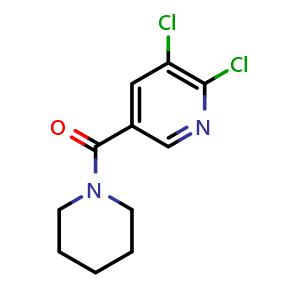 Chemical structure of (5,6-dichloropyridin-3-yl)(piperidin-1-yl)methanone , CAS 577967-83-0, AChemBlock AD295989