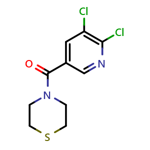 Chemical structure of (5,6-dichloropyridin-3-yl)(thiomorpholino)methanone , CAS 1042653-57-5, AChemBlock AD295991