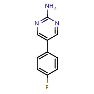 Chemical structure of 5-(4-fluorophenyl)pyrimidin-2-amine , CAS 31408-40-9, AChemBlock AD295994