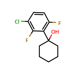 Chemical structure of 1-(3-chloro-2,6-difluorophenyl)cyclohexanol , CAS 2901083-33-6, AChemBlock AD295995