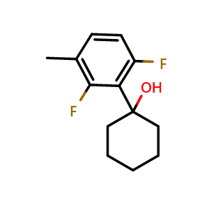 Chemical structure of 1-(2,6-difluoro-3-methylphenyl)cyclohexanol , CAS 1556102-17-0, AChemBlock AD295997