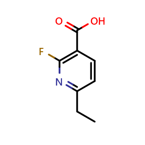 Chemical structure of 6-ethyl-2-fluoronicotinic acid , CAS 1256792-15-0, AChemBlock AD295999