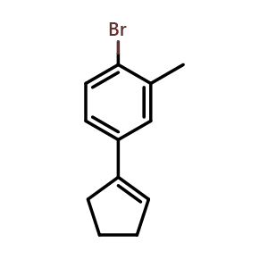 Chemical structure of 1-bromo-4-(cyclopent-1-en-1-yl)-2-methylbenzene , CAS 2918846-06-5, AChemBlock AD296002