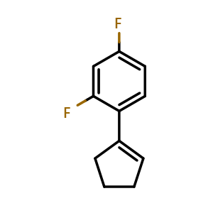 Chemical structure of 1-(cyclopent-1-en-1-yl)-2,4-difluorobenzene , CAS 1263869-64-2, AChemBlock AD296005