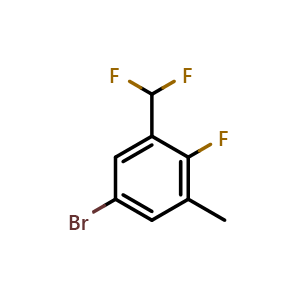 Chemical structure of 5-bromo-1-(difluoromethyl)-2-fluoro-3-methylbenzene , CAS 2092765-80-3, AChemBlock AD296010