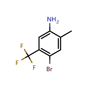 Chemical structure of 4-bromo-2-methyl-5-(trifluoromethyl)aniline , CAS 1807107-41-0, AChemBlock AD296012