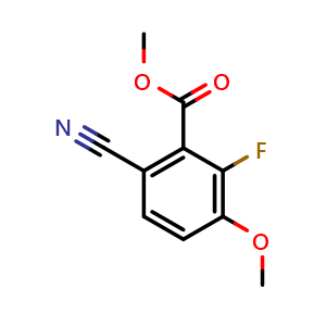 Chemical structure of methyl 6-cyano-2-fluoro-3-methoxybenzoate , CAS 1007455-29-9, AChemBlock AD296016