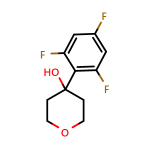 Chemical structure of 4-(2,4,6-trifluorophenyl)tetrahydro-2H-pyran-4-ol , CAS 2918873-24-0, AChemBlock AD296019