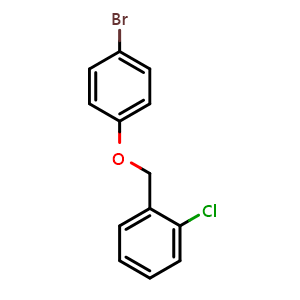 Chemical structure of 1-((4-bromophenoxy)methyl)-2-chlorobenzene , CAS 301681-69-6, AChemBlock AD296021