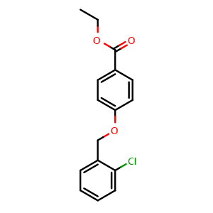 Chemical structure of Ethyl 4-((2-chlorobenzyl)oxy)benzoate , CAS 63929-43-1, AChemBlock AD296024