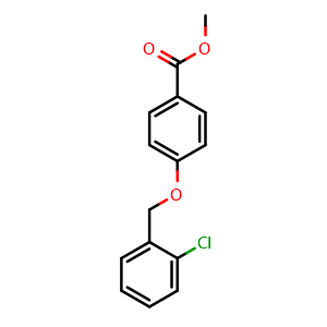 Chemical structure of Methyl 4-((2-chlorobenzyl)oxy)benzoate , CAS 128982-49-0, AChemBlock AD296026