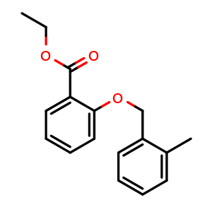 Chemical structure of ethyl 2-((2-methylbenzyl)oxy)benzoate , CAS 1276313-50-8, AChemBlock AD296034