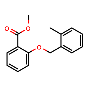 Chemical structure of methyl 2-((2-methylbenzyl)oxy)benzoate , CAS 1286511-40-7, AChemBlock AD296035