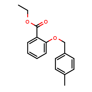 Chemical structure of ethyl 2-((4-methylbenzyl)oxy)benzoate , CAS 55142-17-1, AChemBlock AD296037