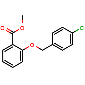 Chemical structure of methyl 2-((4-chlorobenzyl)oxy)benzoate , CAS 52803-82-4, AChemBlock AD296039