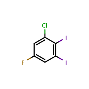 Chemical structure of 1-chloro-5-fluoro-2,3-diiodobenzene , CAS 1805521-34-9, AChemBlock AD296041