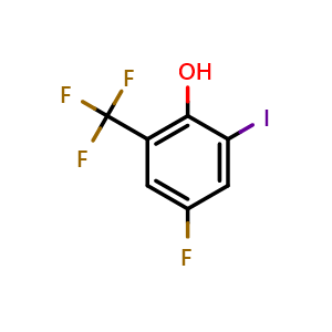 Chemical structure of 4-Fluoro-2-iodo-6-(trifluoromethyl)phenol , CAS 1346129-76-7, AChemBlock AD296043