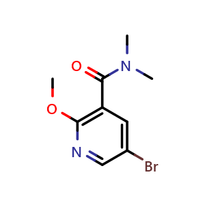 Chemical structure of 5-bromo-2-methoxy-N,N-dimethylnicotinamide , CAS 1072854-96-6, AChemBlock AD296050