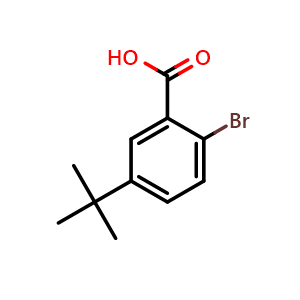 Chemical structure of 2-bromo-5-(tert-butyl)benzoic acid , CAS 1369952-28-2, AChemBlock AD296054