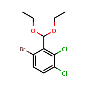 Chemical structure of 1-bromo-3,4-dichloro-2-(diethoxymethyl)benzene , CAS 2918908-29-7, AChemBlock AD296057