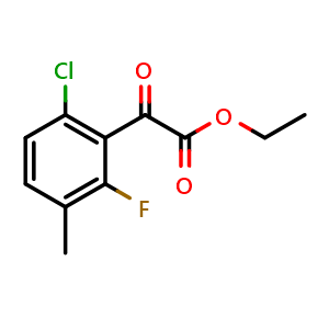 Chemical structure of ethyl 2-(6-chloro-2-fluoro-3-methylphenyl)-2-oxoacetate , CAS 1540742-59-3, AChemBlock AD296063