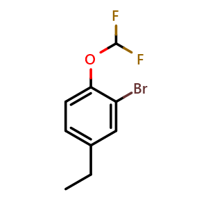 Chemical structure of 2-bromo-1-(difluoromethoxy)-4-ethylbenzene , CAS 2137707-92-5, AChemBlock AD296067