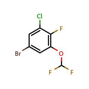 Chemical structure of 5-bromo-1-chloro-3-(difluoromethoxy)-2-fluorobenzene , CAS 2167707-96-0, AChemBlock AD296068