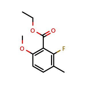 Chemical structure of ethyl 2-fluoro-6-methoxy-3-methylbenzoate , CAS 2112433-26-6, AChemBlock AD296069