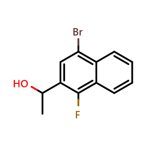 Chemical structure of 1-(4-bromo-1-fluoronaphthalen-2-yl)ethanol , CAS 2969439-20-9, AChemBlock AD296073