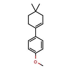 Chemical structure of 4'-methoxy-4,4-dimethyl-2,3,4,5-tetrahydro-1,1'-biphenyl , CAS 151772-60-0, AChemBlock AD296075