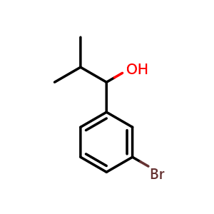 Chemical structure of 1-(3-bromophenyl)-2-methylpropan-1-ol , CAS 186000-55-5, AChemBlock AD296080