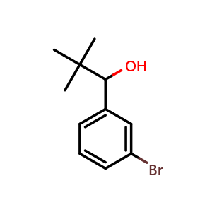 Chemical structure of 1-(3-bromophenyl)-2,2-dimethylpropan-1-ol , CAS 92644-19-4, AChemBlock AD296081