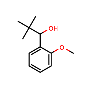 Chemical structure of 1-(2-methoxyphenyl)-2,2-dimethylpropan-1-ol , CAS 53847-36-2, AChemBlock AD296082
