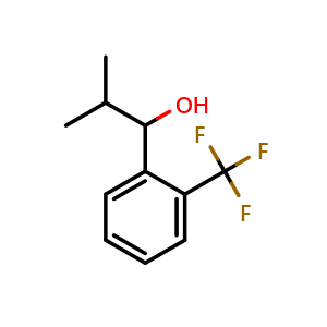 Chemical structure of 2-methyl-1-(2-(trifluoromethyl)phenyl)propan-1-ol , CAS 197508-89-7, AChemBlock AD296085
