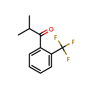 Chemical structure of 2-methyl-1-(2-(trifluoromethyl)phenyl)propan-1-one , CAS 1226207-49-3, AChemBlock AD296086