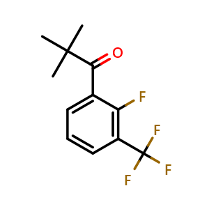 Chemical structure of 1-(2-fluoro-3-(trifluoromethyl)phenyl)-2,2-dimethylpropan-1-one , CAS 1539467-28-1, AChemBlock AD296100