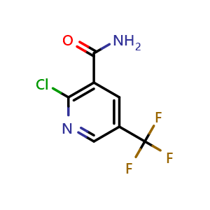 Chemical structure of 2-chloro-5-(trifluoromethyl)nicotinamide , CAS 1279217-36-5, AChemBlock AD296107